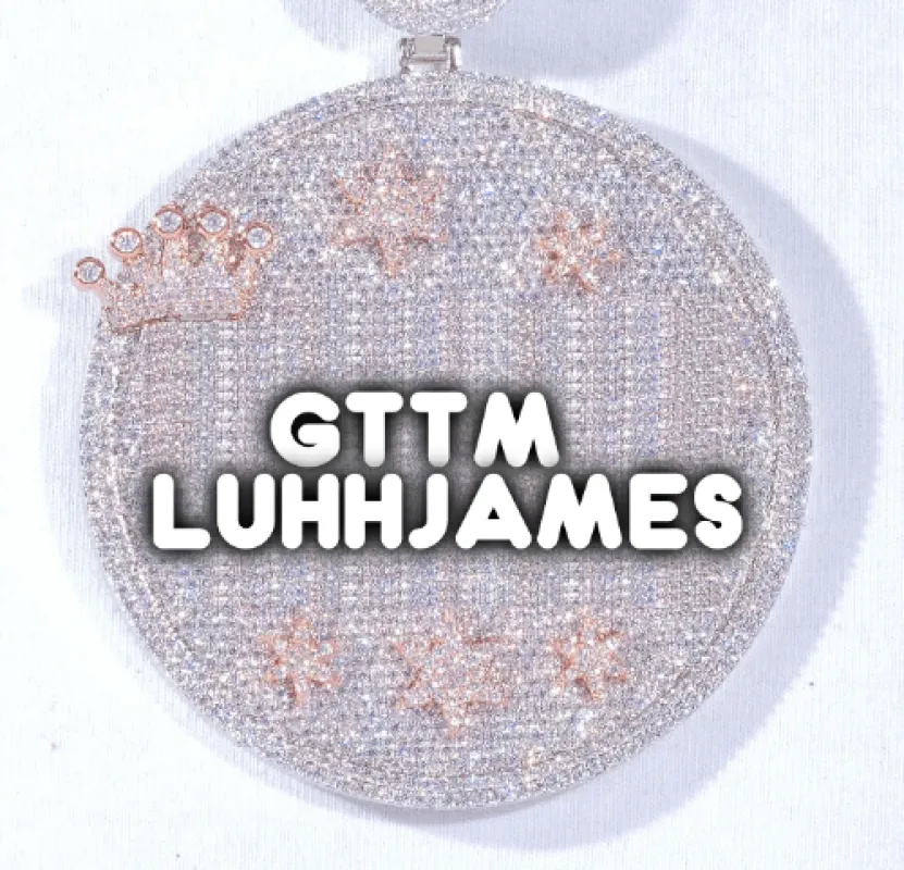 CUSTOM LETTER NECKLACE 3D BIG CROWN DISC sold by The GUU Shop