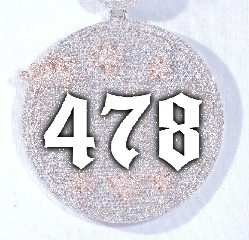 CUSTOM LETTER NECKLACE 3D BIG CROWN DISC sold by The GUU Shop