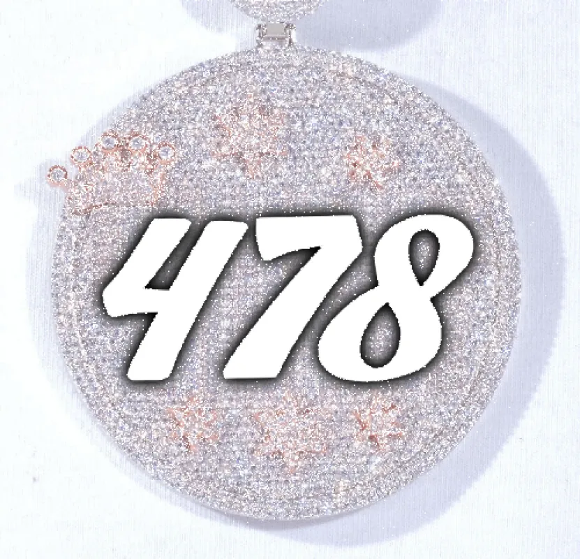 CUSTOM LETTER NECKLACE 3D BIG CROWN DISC sold by The GUU Shop