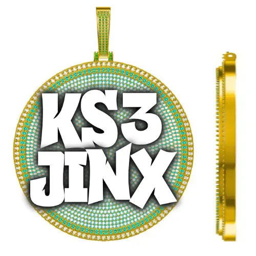 CUSTOM LETTER NECKLACE 3D BIG DISC sold by The GUU Shop