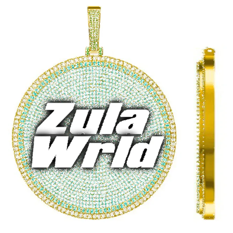 CUSTOM LETTER NECKLACE 3D BIG DISC sold by The GUU Shop