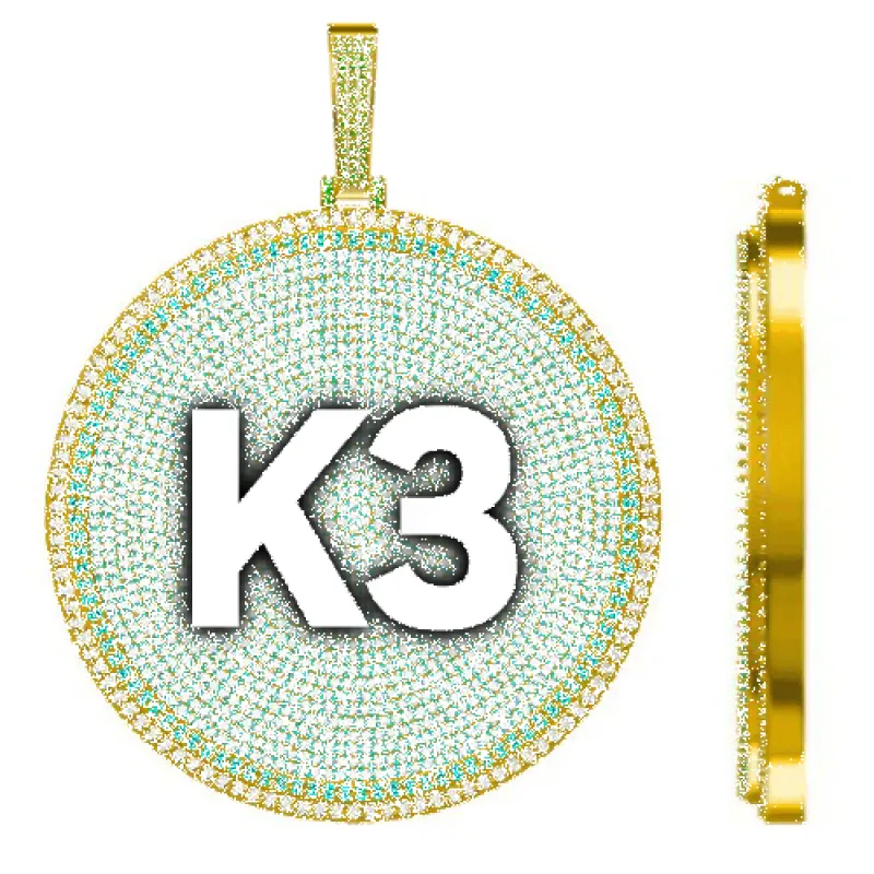 CUSTOM LETTER NECKLACE 3D BIG DISC sold by The GUU Shop