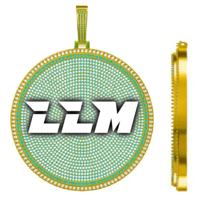 CUSTOM LETTER NECKLACE 3D BIG DISC sold by The GUU Shop