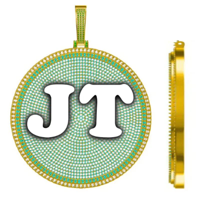 CUSTOM LETTER NECKLACE 3D BIG DISC sold by The GUU Shop