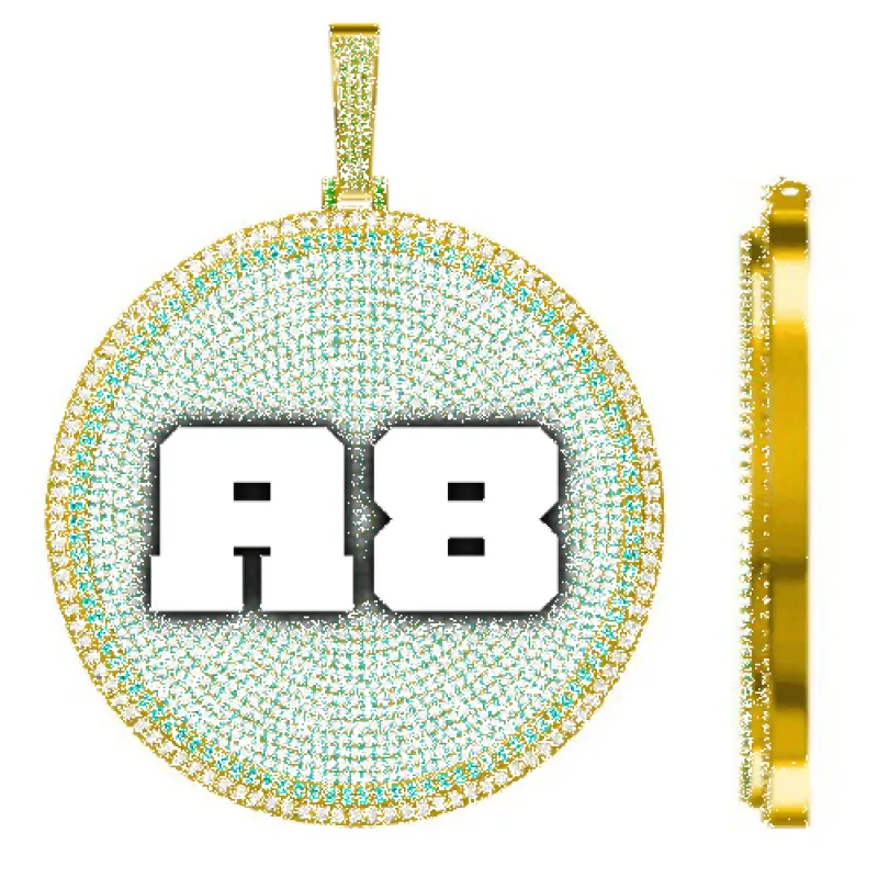 CUSTOM LETTER NECKLACE 3D BIG DISC sold by The GUU Shop