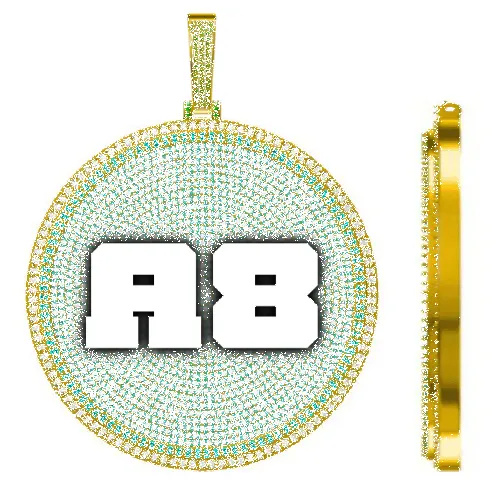 CUSTOM LETTER NECKLACE 3D BIG DISC sold by The GUU Shop