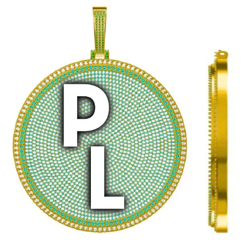 CUSTOM LETTER NECKLACE 3D BIG DISC sold by The GUU Shop