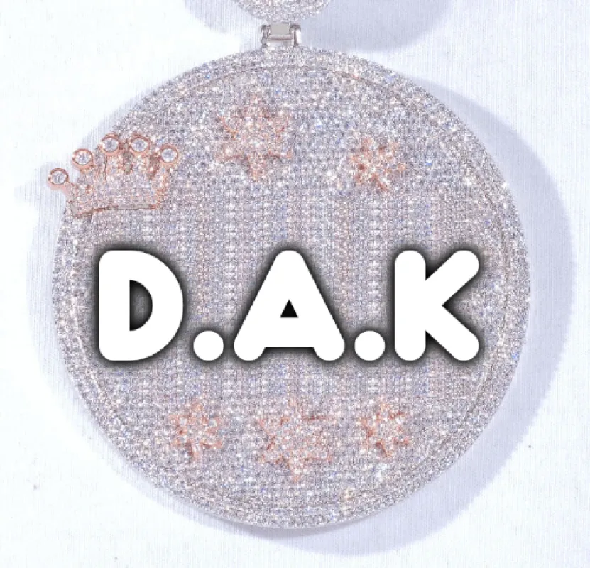 CUSTOM LETTER NECKLACE 3D BIG CROWN DISC sold by The GUU Shop