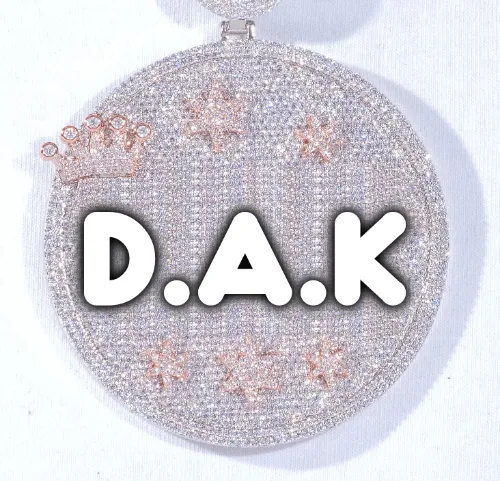 CUSTOM LETTER NECKLACE 3D BIG CROWN DISC sold by The GUU Shop