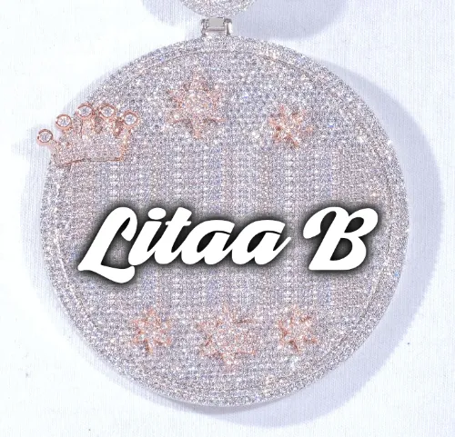 CUSTOM LETTER NECKLACE 3D BIG CROWN DISC sold by The GUU Shop