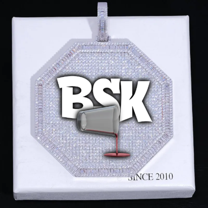 CUSTOM LETTER NECKLACE 3D BIG OCTAGON sold by The GUU Shop