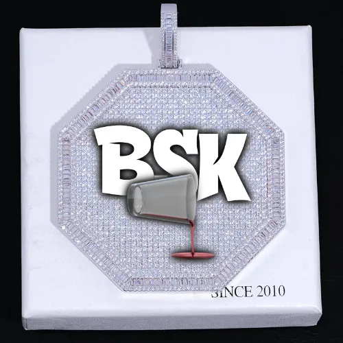 CUSTOM LETTER NECKLACE 3D BIG OCTAGON sold by The GUU Shop