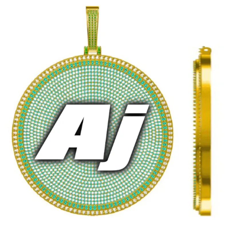 CUSTOM LETTER NECKLACE 3D BIG DISC sold by The GUU Shop