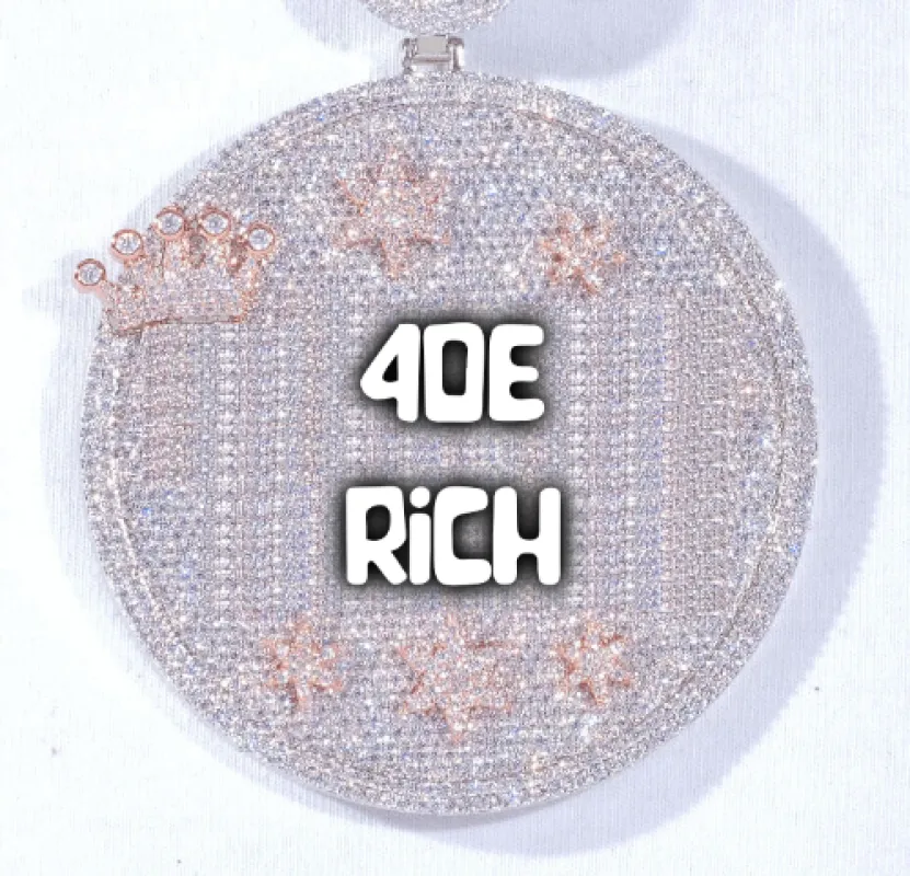 CUSTOM LETTER NECKLACE 3D BIG CROWN DISC sold by The GUU Shop