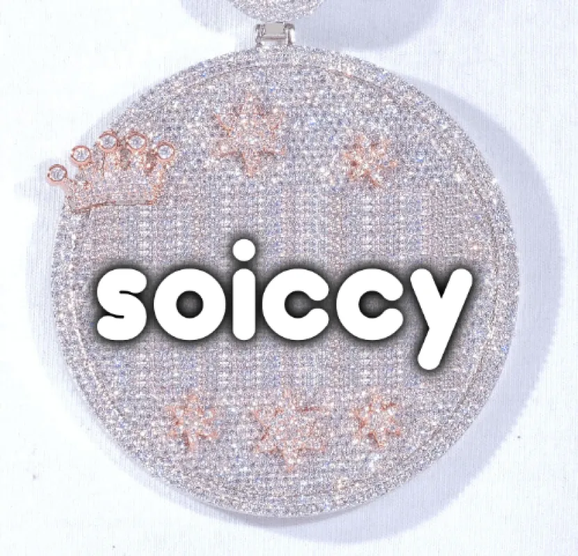 CUSTOM LETTER NECKLACE 3D BIG CROWN DISC sold by The GUU Shop