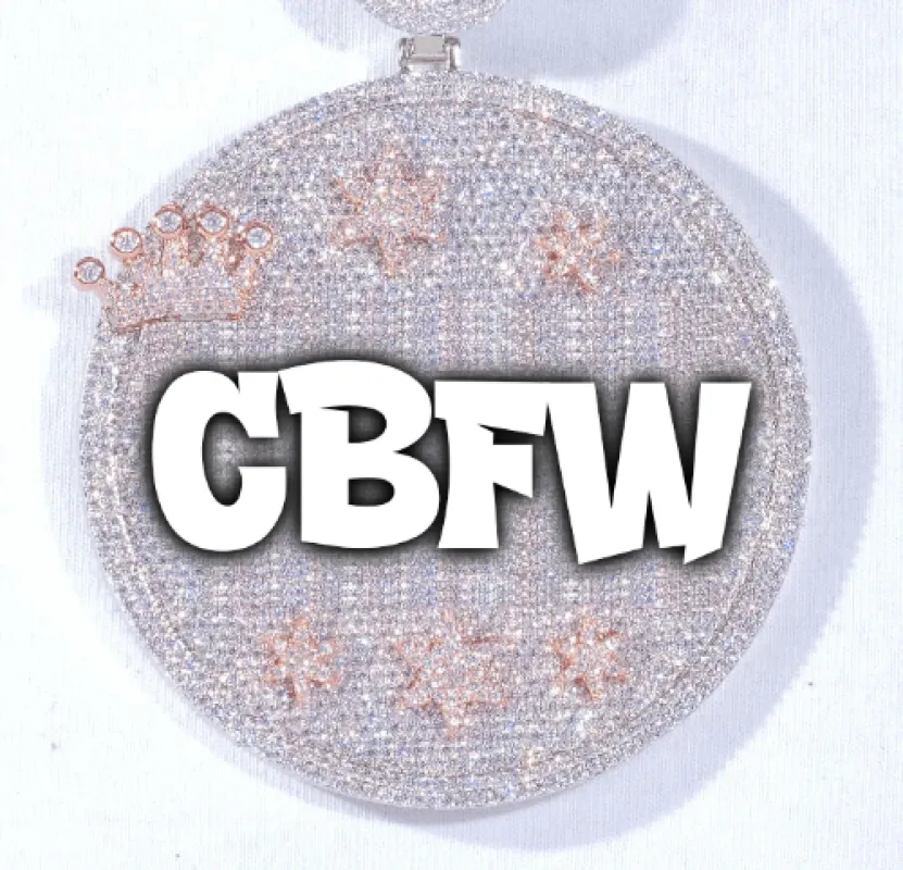 CUSTOM LETTER NECKLACE 3D BIG CROWN DISC sold by The GUU Shop