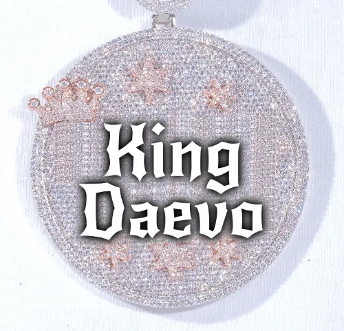 CUSTOM LETTER NECKLACE 3D BIG CROWN DISC sold by The GUU Shop