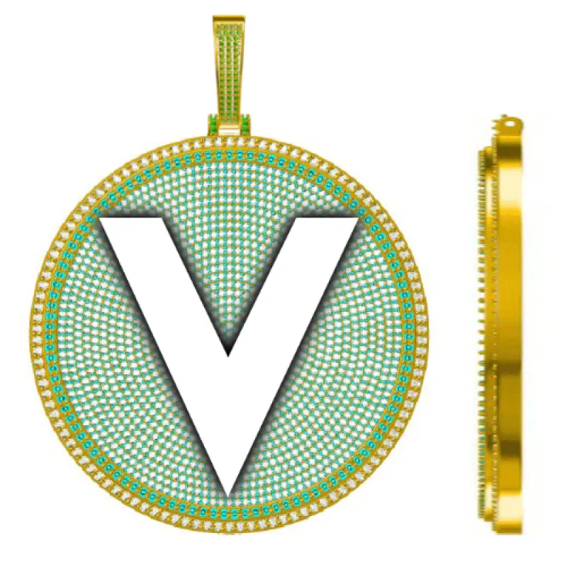 CUSTOM LETTER NECKLACE 3D BIG DISC sold by The GUU Shop