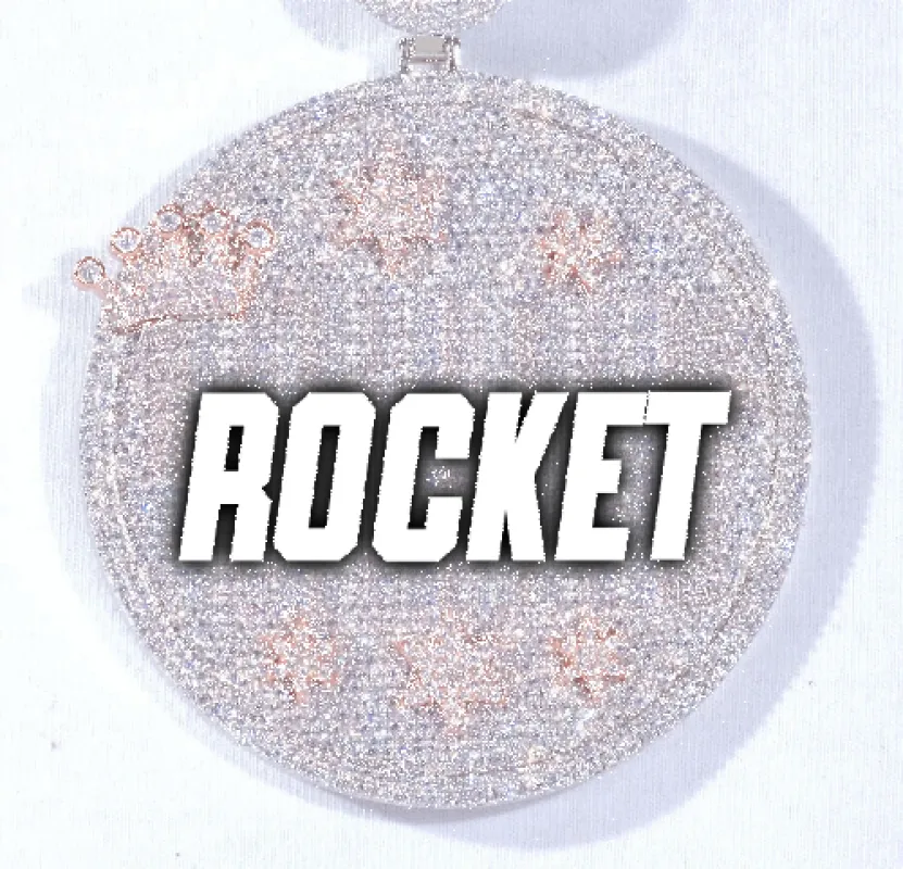 CUSTOM LETTER NECKLACE 3D BIG CROWN DISC sold by The GUU Shop