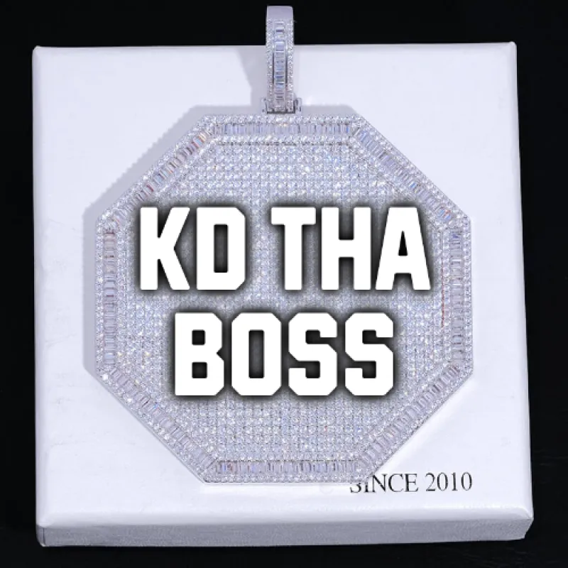 CUSTOM LETTER NECKLACE 3D BIG OCTAGON sold by The GUU Shop