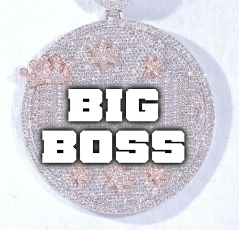 CUSTOM LETTER NECKLACE 3D BIG CROWN DISC sold by The GUU Shop