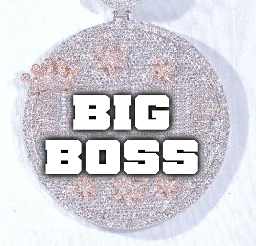 CUSTOM LETTER NECKLACE 3D BIG CROWN DISC sold by The GUU Shop