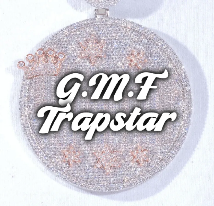CUSTOM LETTER NECKLACE 3D BIG CROWN DISC sold by The GUU Shop
