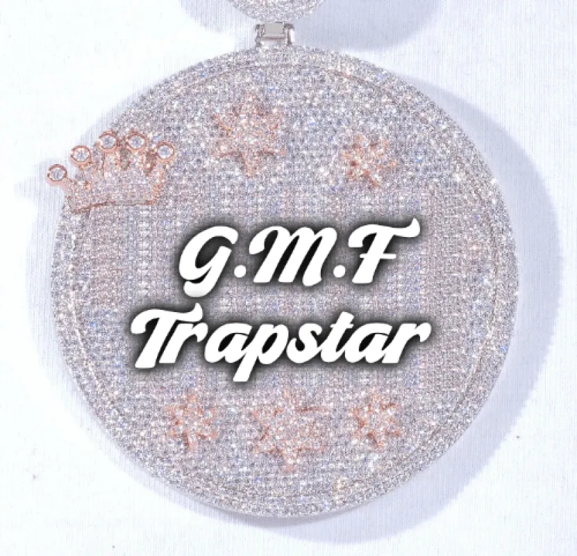 CUSTOM LETTER NECKLACE 3D BIG CROWN DISC sold by The GUU Shop