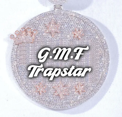 CUSTOM LETTER NECKLACE 3D BIG CROWN DISC sold by The GUU Shop