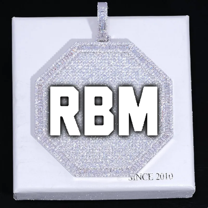 CUSTOM LETTER NECKLACE 3D BIG OCTAGON sold by The GUU Shop