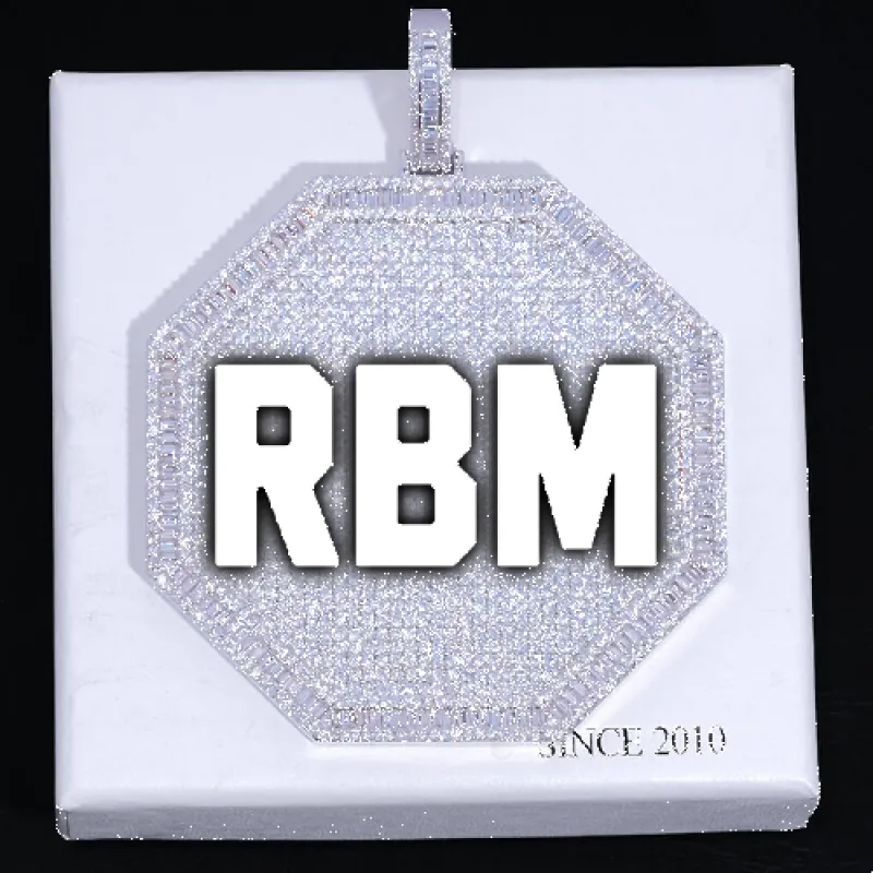 CUSTOM LETTER NECKLACE 3D BIG OCTAGON sold by The GUU Shop