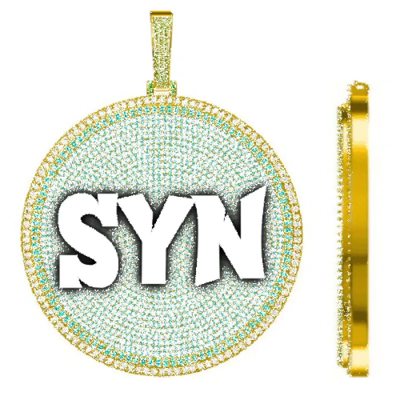 CUSTOM LETTER NECKLACE 3D BIG DISC sold by The GUU Shop