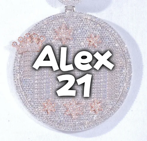 CUSTOM LETTER NECKLACE 3D BIG CROWN DISC sold by The GUU Shop