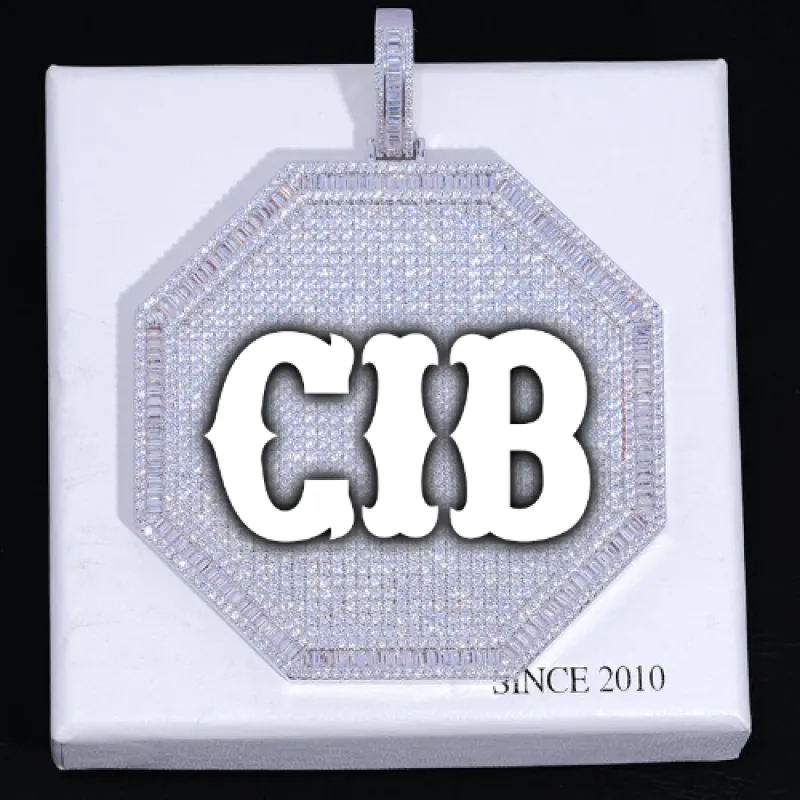 CUSTOM LETTER NECKLACE 3D BIG OCTAGON sold by The GUU Shop