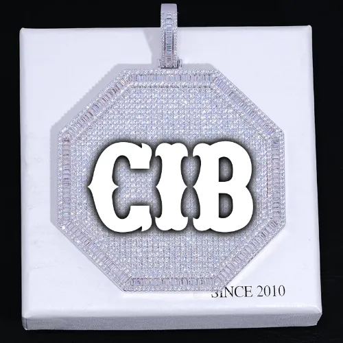 CUSTOM LETTER NECKLACE 3D BIG OCTAGON sold by The GUU Shop