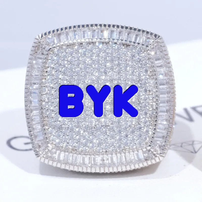 CUSTOM LETTER 3D ICED RING sold by The GUU Shop