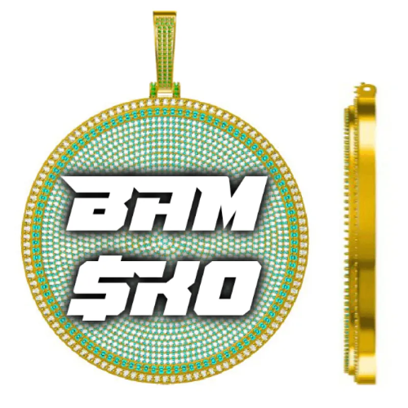 CUSTOM LETTER NECKLACE 3D BIG DISC sold by The GUU Shop