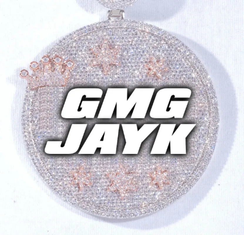 CUSTOM LETTER NECKLACE 3D BIG CROWN DISC sold by The GUU Shop