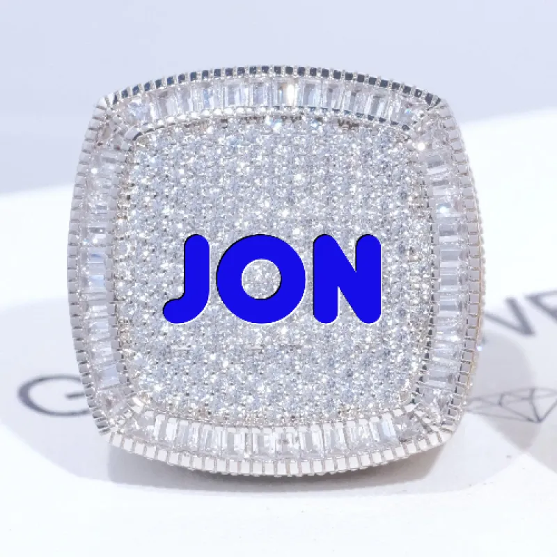 CUSTOM LETTER 3D ICED RING sold by The GUU Shop