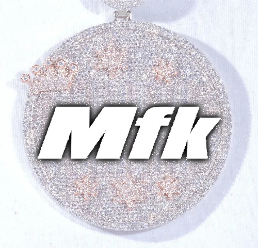 CUSTOM LETTER NECKLACE 3D BIG CROWN DISC sold by The GUU Shop