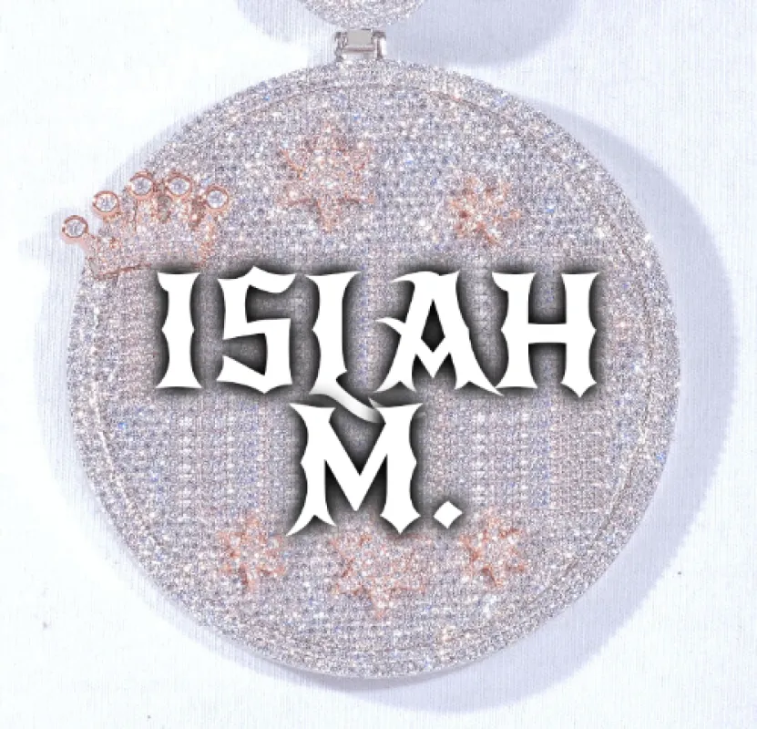 CUSTOM LETTER NECKLACE 3D BIG CROWN DISC sold by The GUU Shop