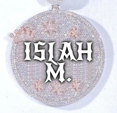 CUSTOM LETTER NECKLACE 3D BIG CROWN DISC sold by The GUU Shop