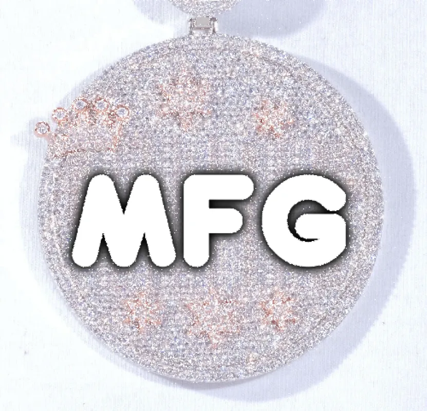 CUSTOM LETTER NECKLACE 3D BIG CROWN DISC sold by The GUU Shop