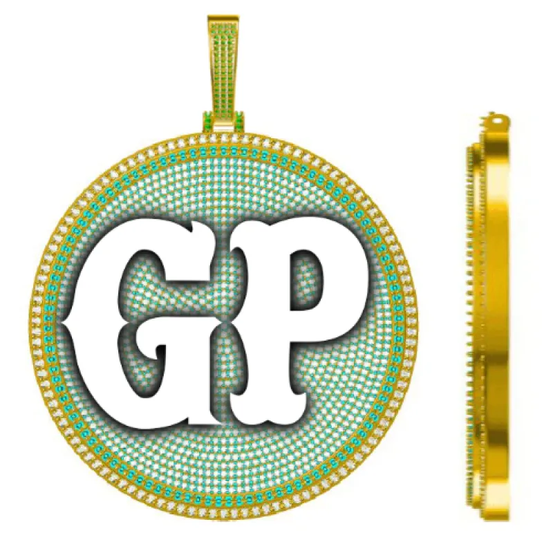 CUSTOM LETTER NECKLACE 3D BIG DISC sold by The GUU Shop