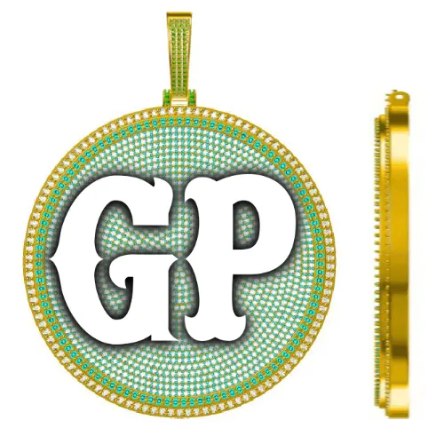 CUSTOM LETTER NECKLACE 3D BIG DISC sold by The GUU Shop