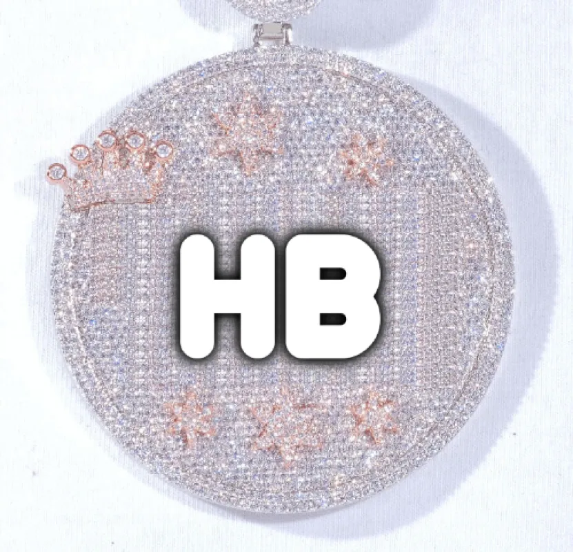 CUSTOM LETTER NECKLACE 3D BIG CROWN DISC sold by The GUU Shop