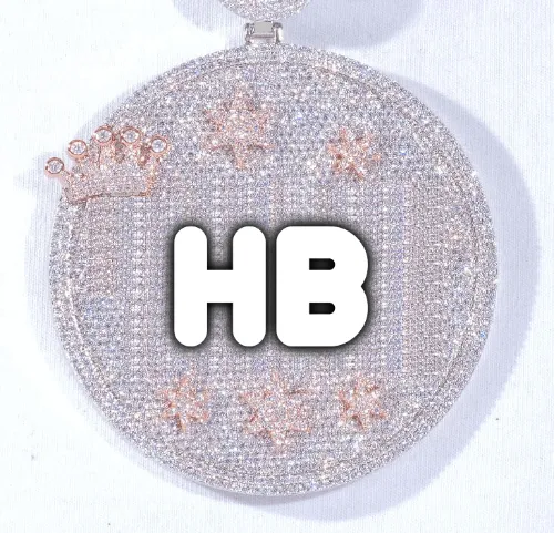 CUSTOM LETTER NECKLACE 3D BIG CROWN DISC sold by The GUU Shop