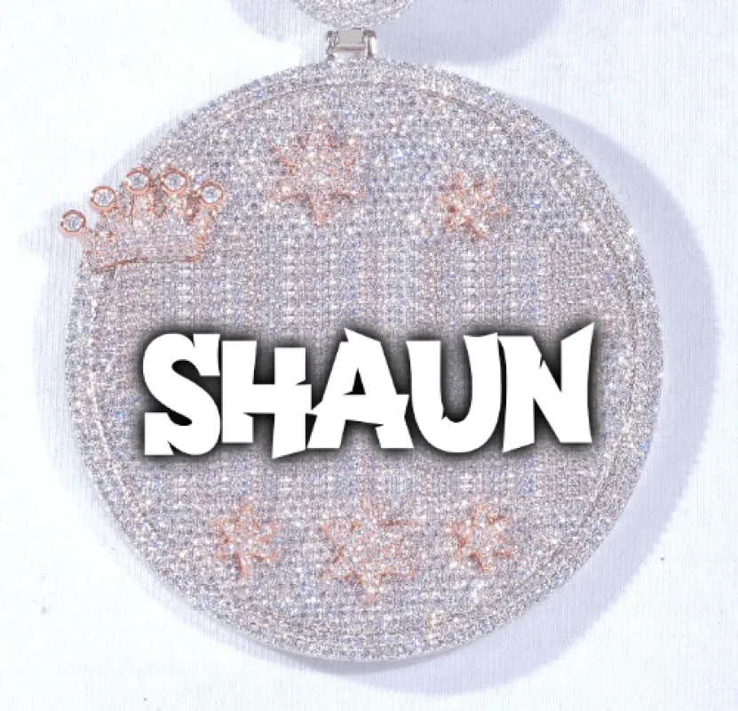 CUSTOM LETTER NECKLACE 3D BIG CROWN DISC sold by The GUU Shop