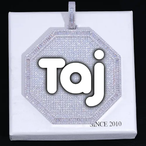 CUSTOM LETTER NECKLACE 3D BIG OCTAGON sold by The GUU Shop