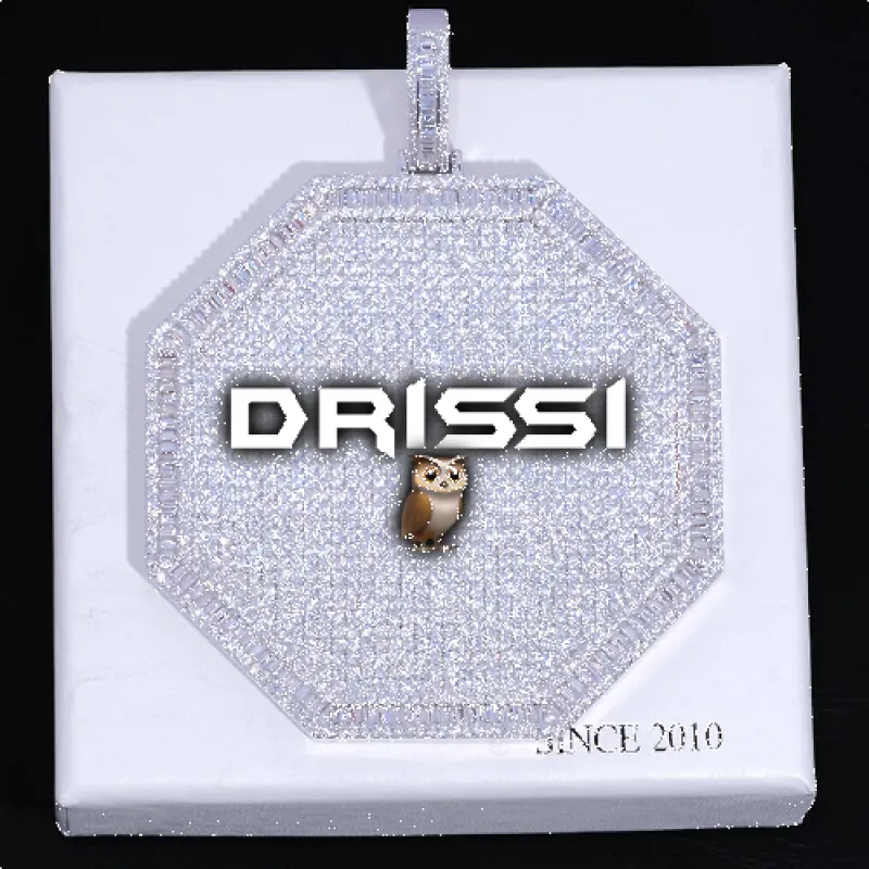 CUSTOM LETTER NECKLACE 3D BIG OCTAGON sold by The GUU Shop